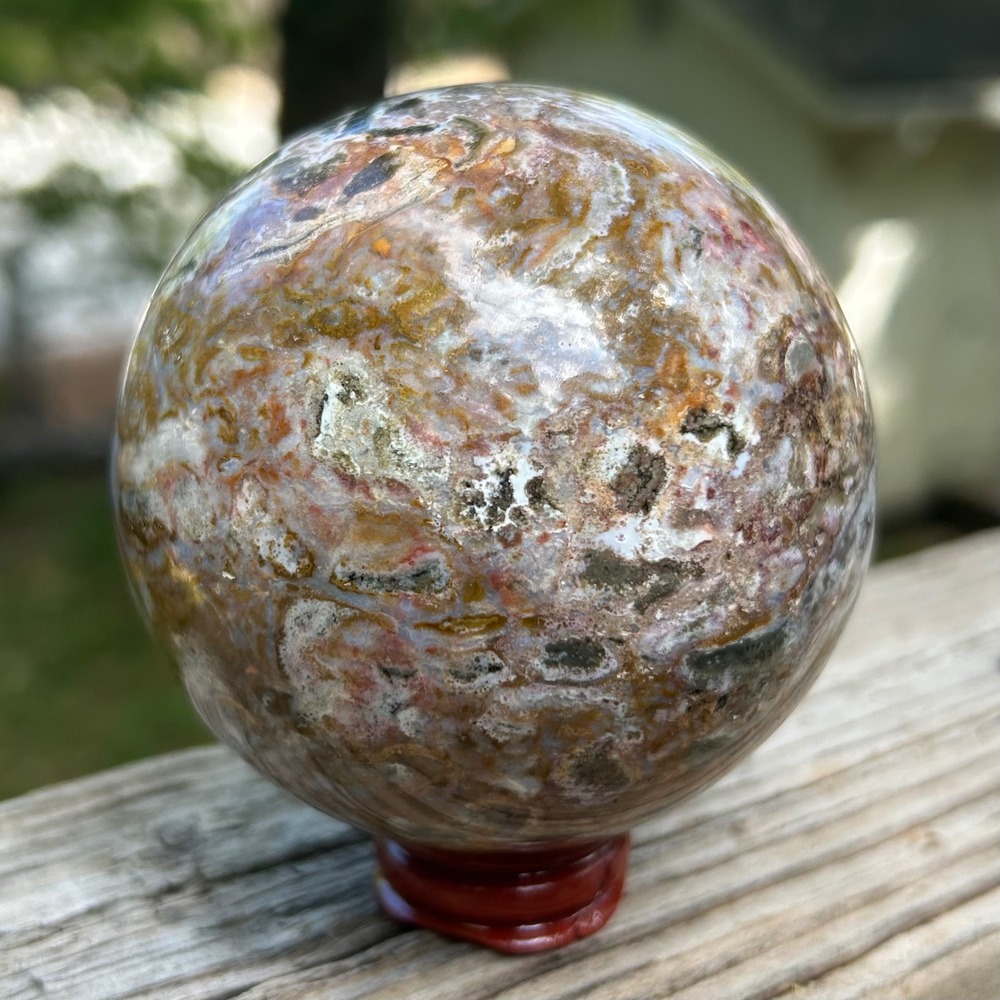 Natural Ocean Jasper Crystal Sphere 680g Polished Orbicular Stone Orb